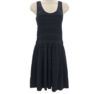 J. Crew Womans size XS Open Knit Mini Dress Fit and Flare A-line Black CD360 NEW